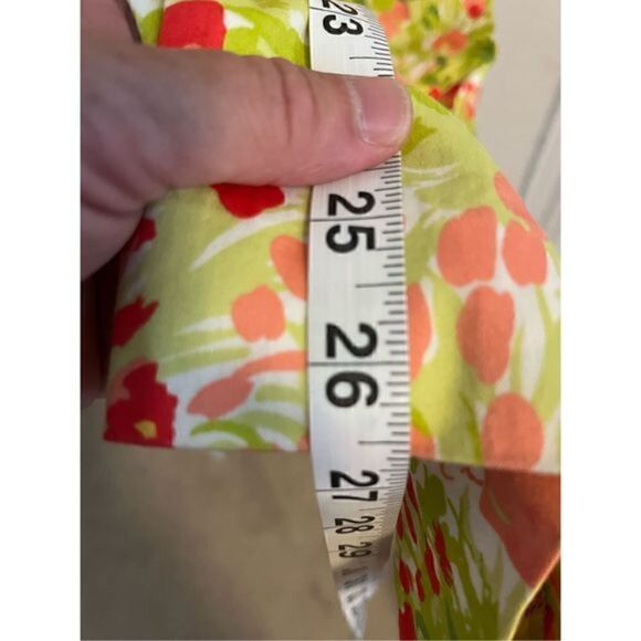 Rafael Yellow and orange floral flat front pants. Size 16 - Picture 3 of 5